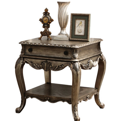 Exquisite Vintage-Style Oak End Table With Storage Drawer And Display Shelf Appealing Vintage Rectangular Coffee & Protected Compartment Extra Space