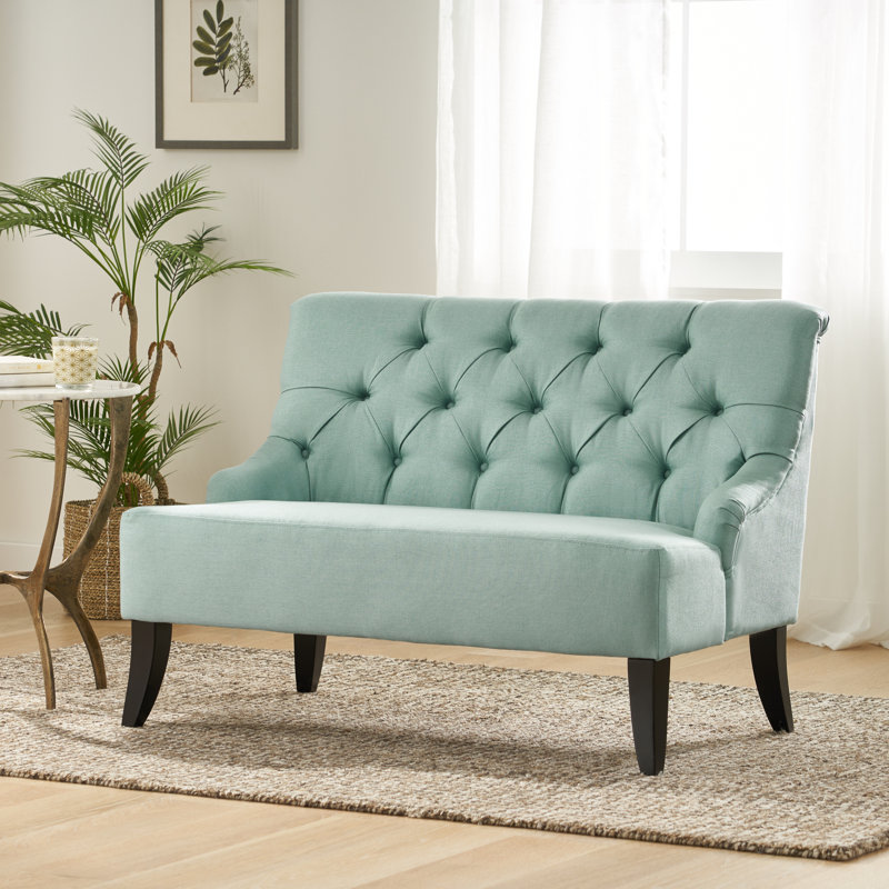 Nashell Upholstered 44.25'' Reception Loveseat, Light Blue