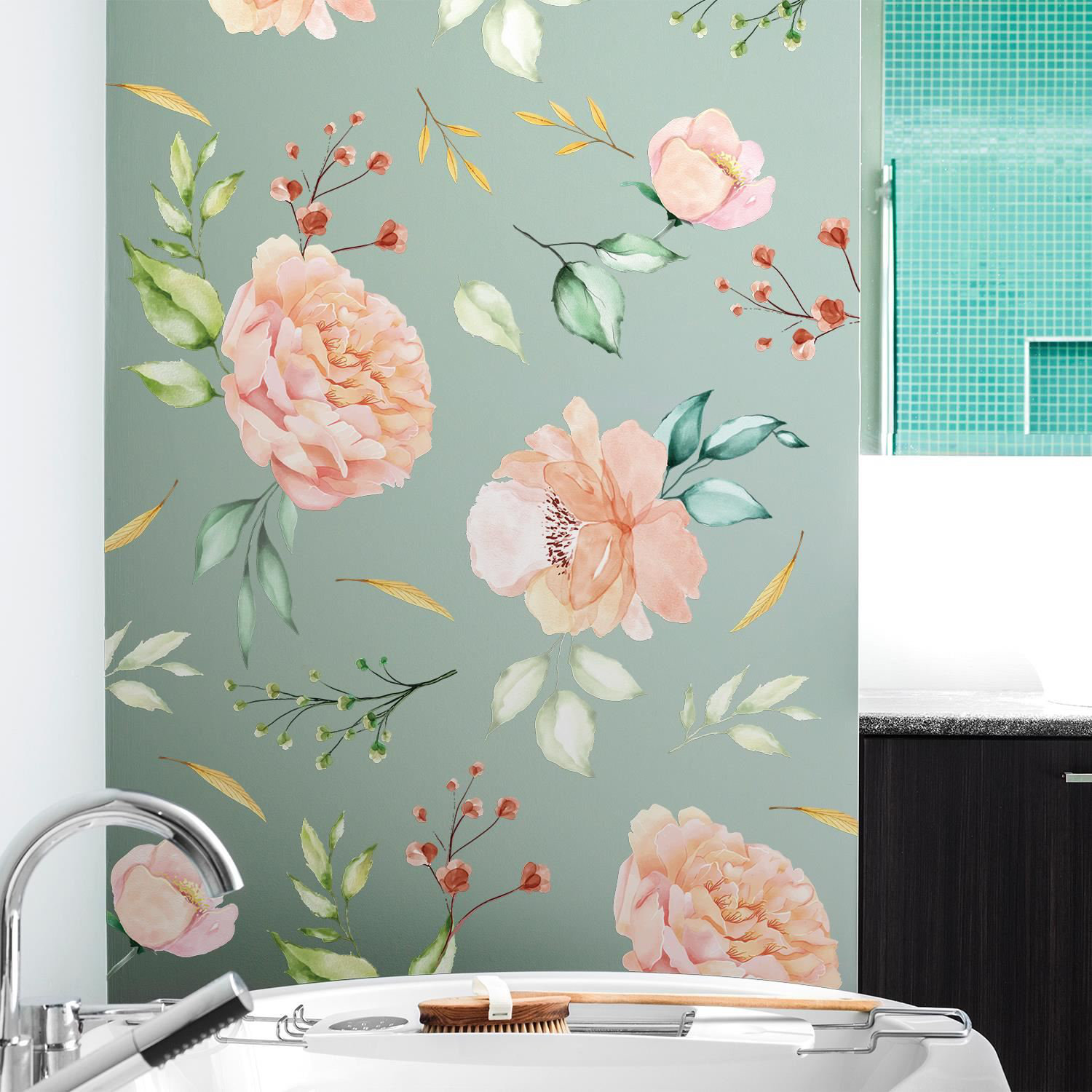 Sweet Jojo Designs Botanical Collection Peel and Stick Wall Decal Stickers | Set of 4 Sheets