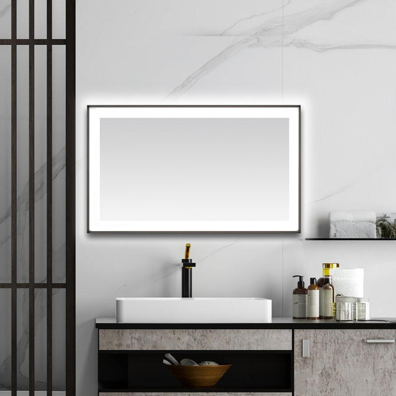 Lexington l 60 po x H 36 po x P 2,28 po, miroir lumineux à cadre mince, désembueur, éclairage à 3 températures de couleur, installation murale verticale ou horizontale
