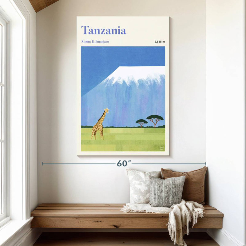 Affiche de voyage rétro Nicci Tanzanie Kilimanjaro, H 51 po x l 34 po