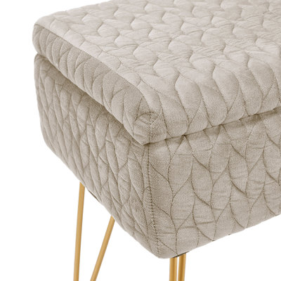Anabella 48cm Rectangle Upholstered Storage Ottoman Vanity Stool