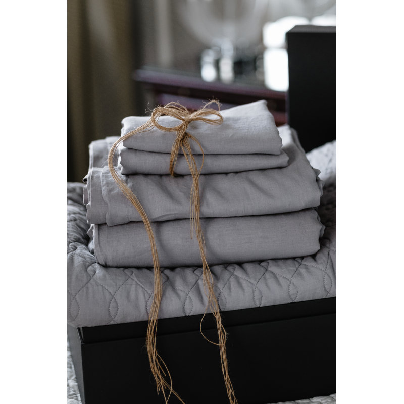 Ensemble de draps en lin, Double, Gris montagne rocheuse