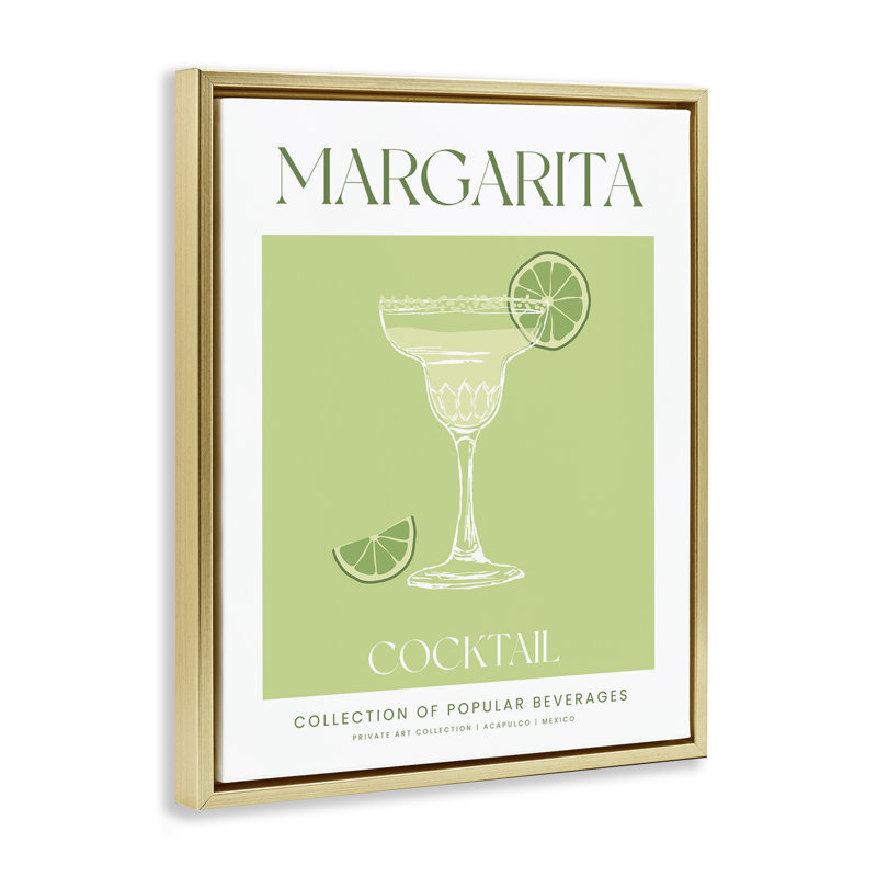 «Minimal Margarita Cocktail», art mural encadré flottant, H 21 po x l 17 po, Cadre flottant gris lustré