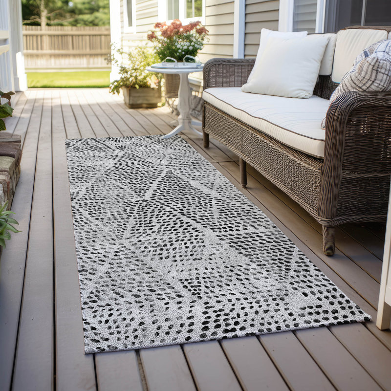 Tapis intérieur / extérieur en polyester tissé à la machine Jurnee, Tapis de couloir 2 pi 3 po x 7 pi 6 po