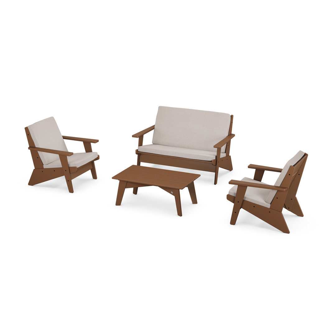 Riviera Modern Lounge 4-Piece Set (Set of 4) POLYWOOD® Cushion 