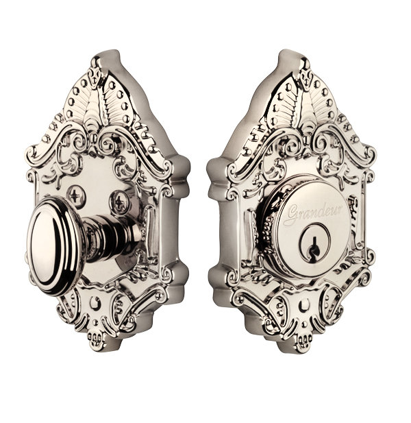 Verrou double cylindrique Grande Victorian, Nickel poli