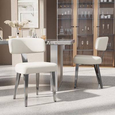 Chaise de salle à manger rembourrée moderne, chaise d'appoint en similicuir avec coussin épais, chaise d'appoint élégante et confortable pour le salon-salle à manger de cuisine