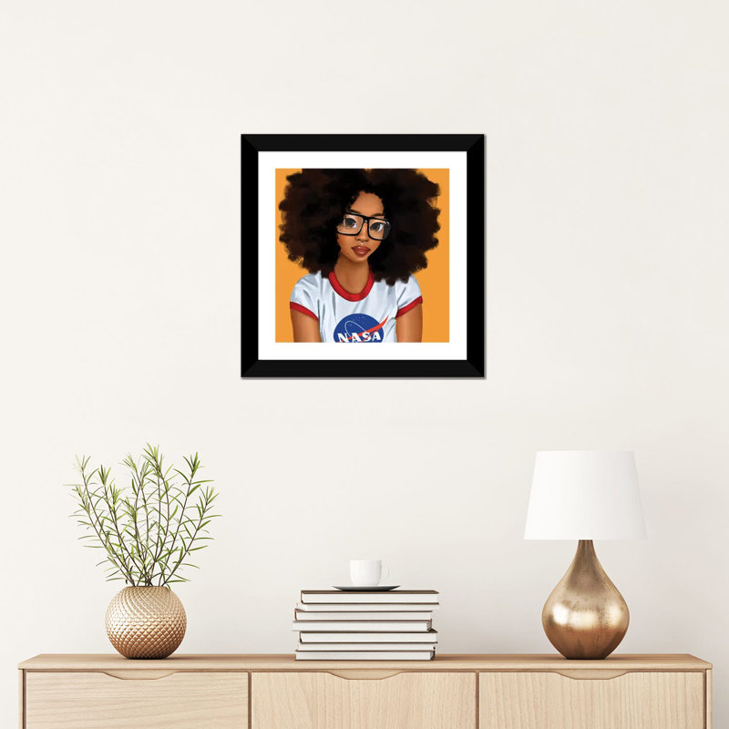 « Nerd Girl » par Princess karibo-impression d’art graphique, Blanc, H 16 po x l 16 po x p 1 po, Papier encadré noir