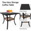 Ensemble bistro 3 pièces à bascule, ensemble de mobilier d'extérieur avec coussins épais et table basse à 2 niveaux, ensemble de conversation en rotin pour porche, jardin