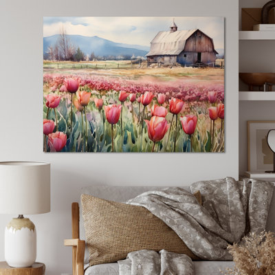 «Countryside Tulip Flowers Field» sur impression sur toile