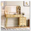 Coiffeuse 47 po avec miroir et lumières et tiroirs en rotin-1632567090