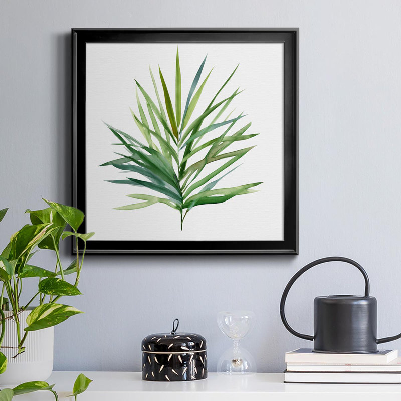 Palmier I - peinture sur toile encadrée, H 26,5 po x l 26,5 po x P 1,5 po, Noir