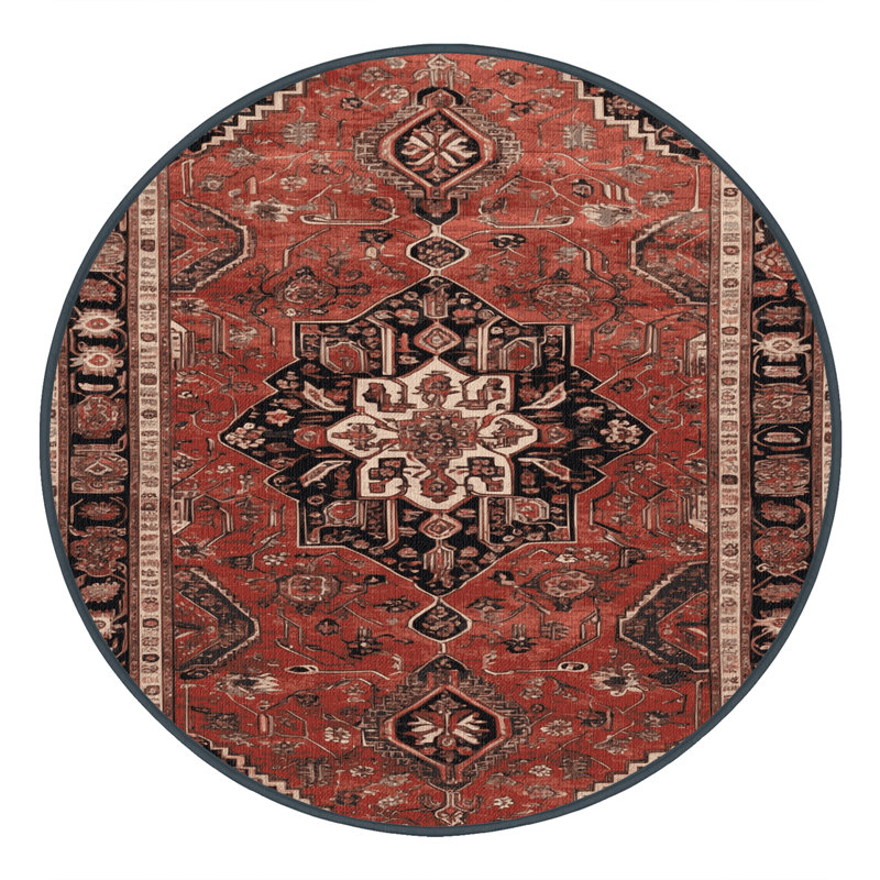 Tapis brun lavable à la machine, Rond 7 pi