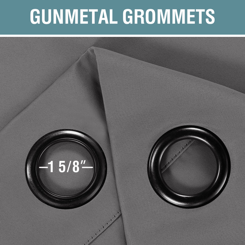 Blackout Curtains for Bedroom/Living Room 2 Panels Set - Thermal Insulated Room Darkening Grommet Top Curtains, Bluish Gray