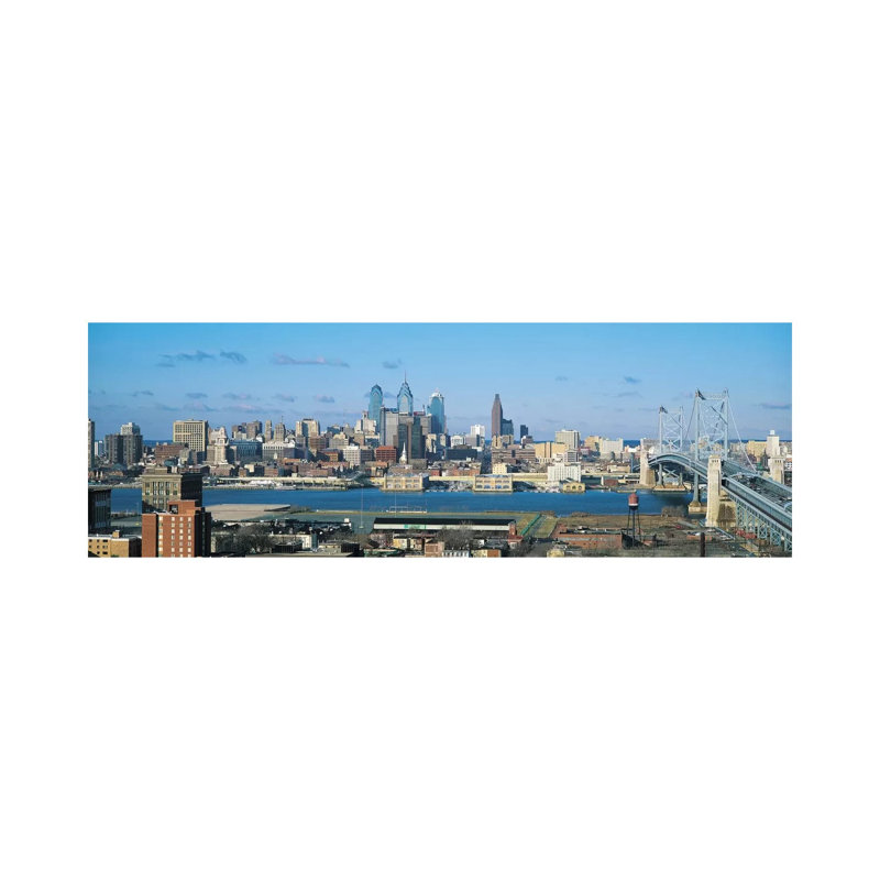 Philadelphia Skyline Cityscape - Wrapped Canvas Panoramic Print, 30.48 cm H x 91.44 cm W x 1.91 cm D