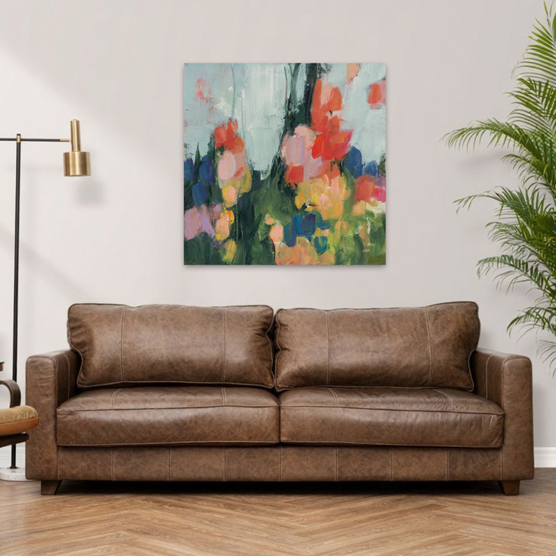 Jardin abstrait I, art floral abstrait, H 36 po x l 36 po