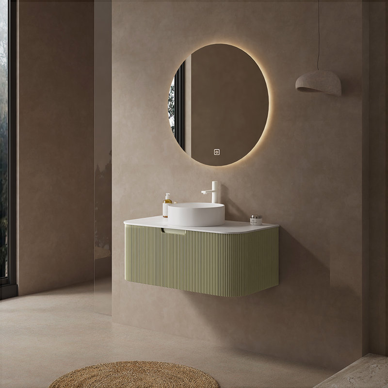 Meuble-lavabo mural 36 po avec lavabo flottant, Vert clair