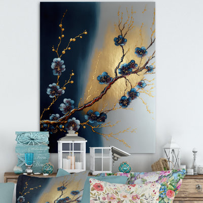 Hangyu, branche de cerisier bleu III - impression sans cadre sur métal