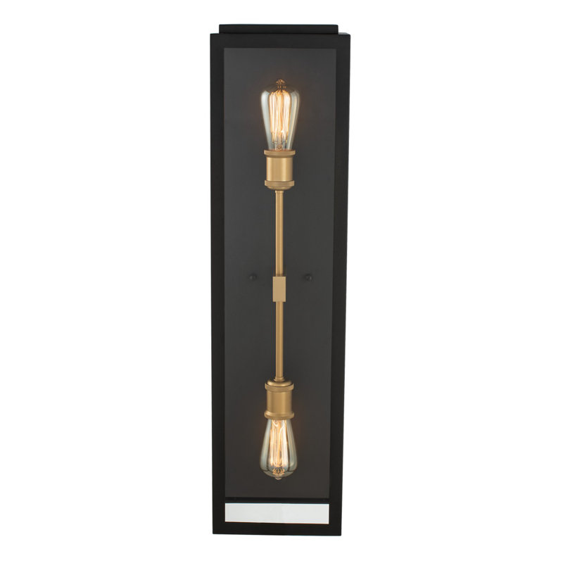 Applique murale d'extérieur Ashland 2 LT noir avec or sablé Kalco