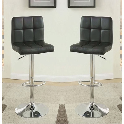 Ensemble de 2 tabourets de bar noirs en similicuir noir