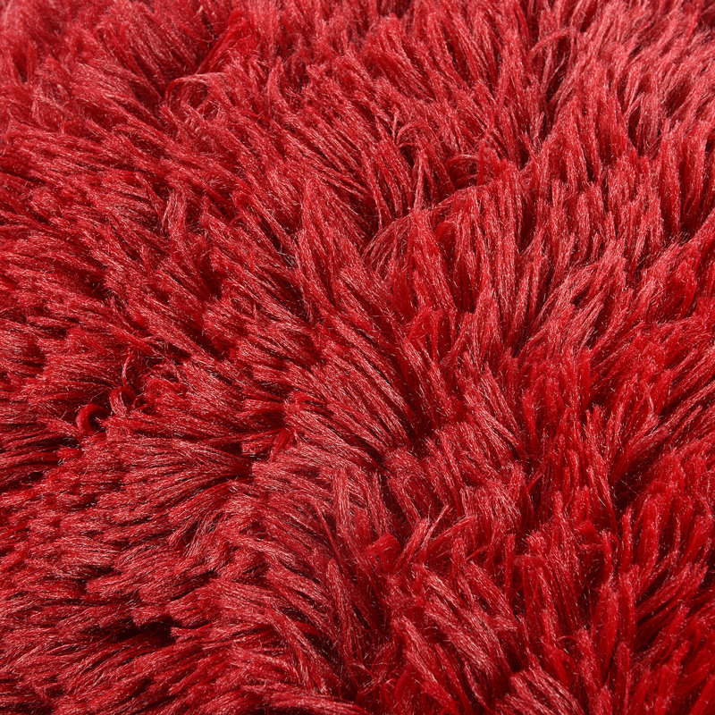 Housse de coussin carrée en fausse fourrure, Vin rouge, H 16 po x l 16 po