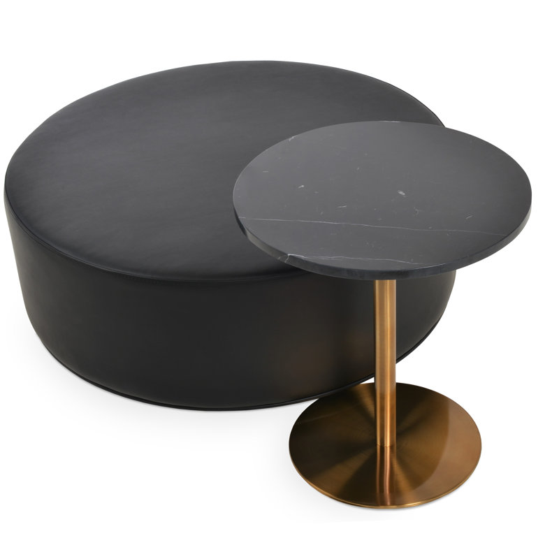 Ares End Table Marble Top, Black