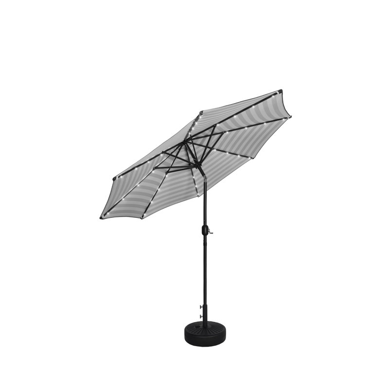 Parasol de marché lumineux 9 pi Addison, Gris clair / gris foncé