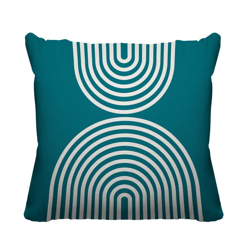 Coussin décoratif intérieur / extérieur Hali, L 17 po x H 17 po, Turquoise