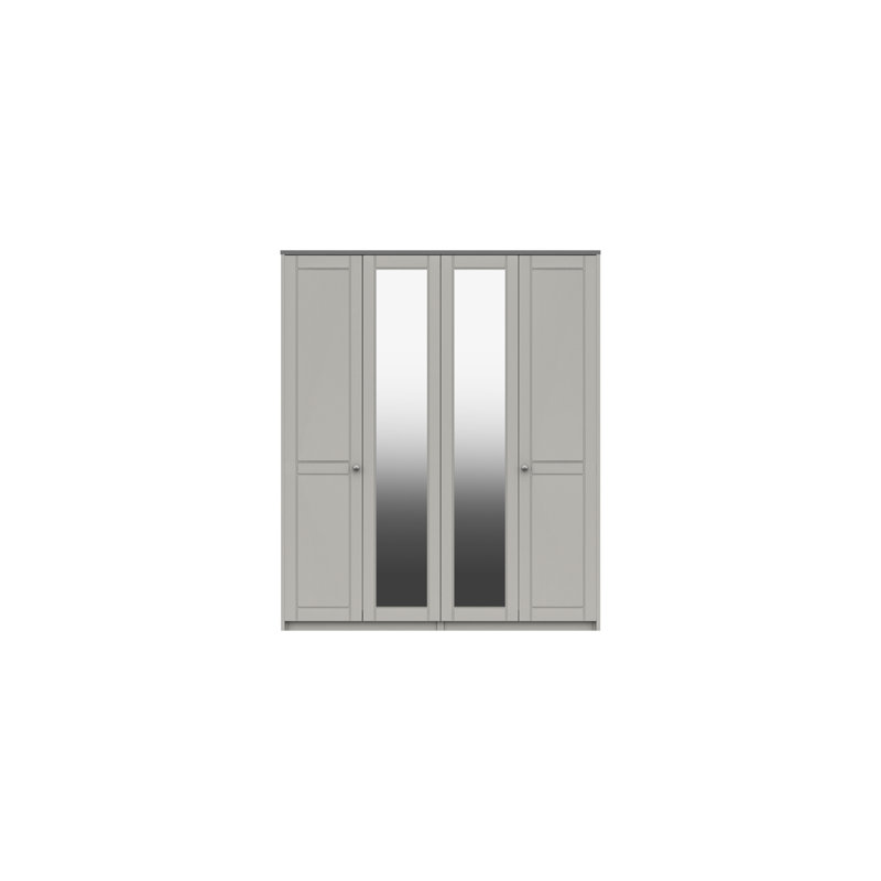 Newhaven 4 Door Manufactured Wood Wardrobe, Dust Grey/Light Grey