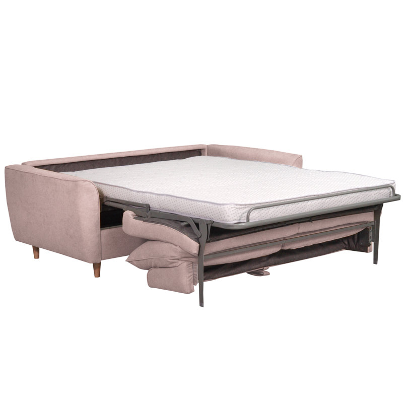 Marotz Sofa Bed with Mattress, Powder Pink/White Thread
