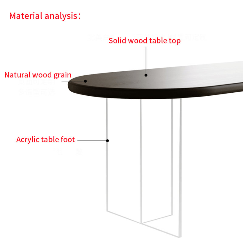Ensemble de table à manger moderne simple en bois massif acrylique, H 29,5 po x L 78,7 po x l 31,4 po