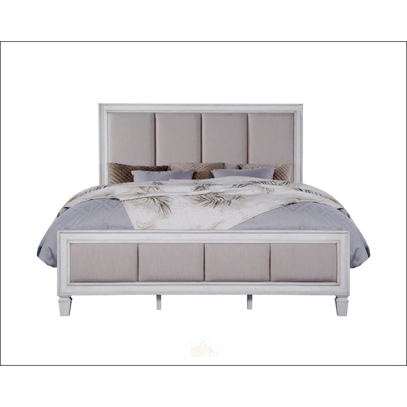 Rustic Gray & Weathered White Finish Queen Bed