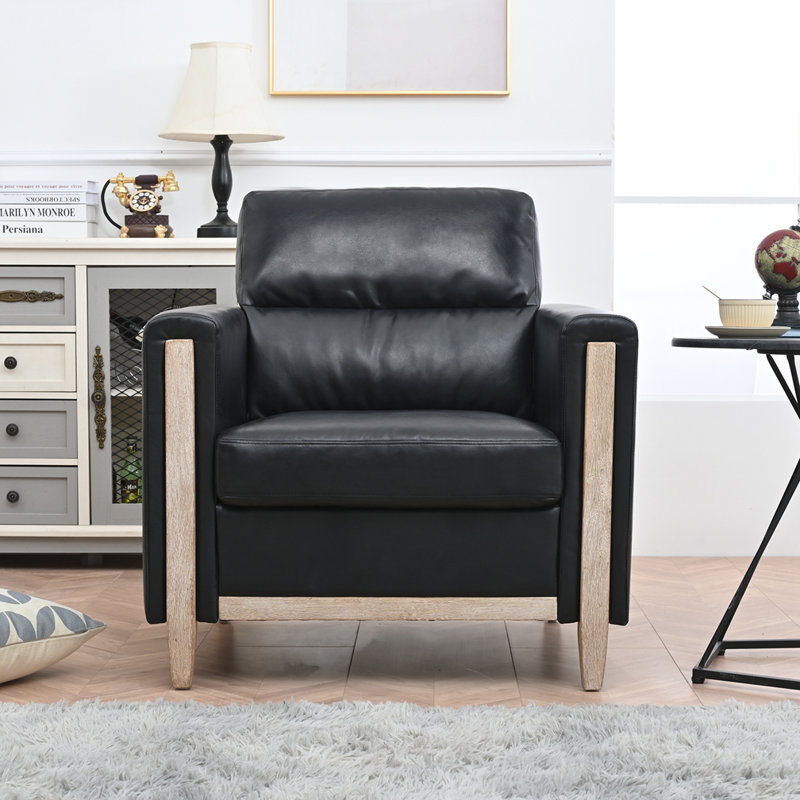 Lissbeth 33.46'' Faux Leather Sofa, Black