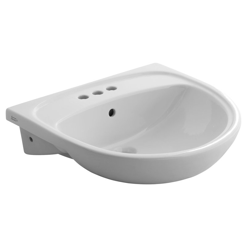 American Standard Mezzo 21.5'' Ceramic Circular Bathroom Sink with Overflow, 4" Centerset, White