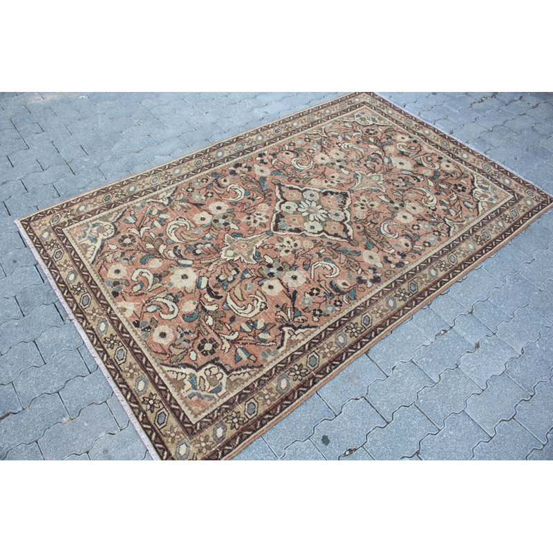 Tapis turc rétro à motif élégant - Tapis traditionnel tissé à la main