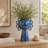 Bedelia Decorative Vase, 8 Loop Handles, Blue White Speckled Ceramic 15 Inch