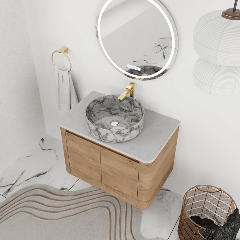Single Bathroom Floating Vanity With Quartz Top, 30