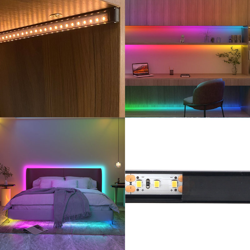 VST 3.3ft aluminum U-shaped LED light strip channel (with Black cover), pack of 10, Black
