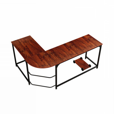 Audryana L-Shaped Metal Base Computer Desk