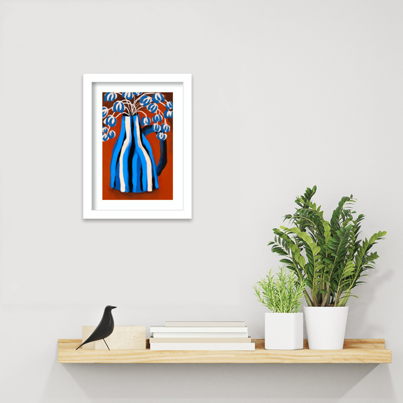 Galya "Striped Vase" Print by Treechild, White, 13" H x 10" W