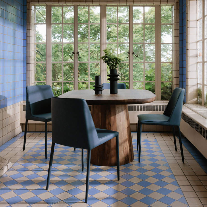 Nora Upholstered Dining Chair, Blue Faux Leather