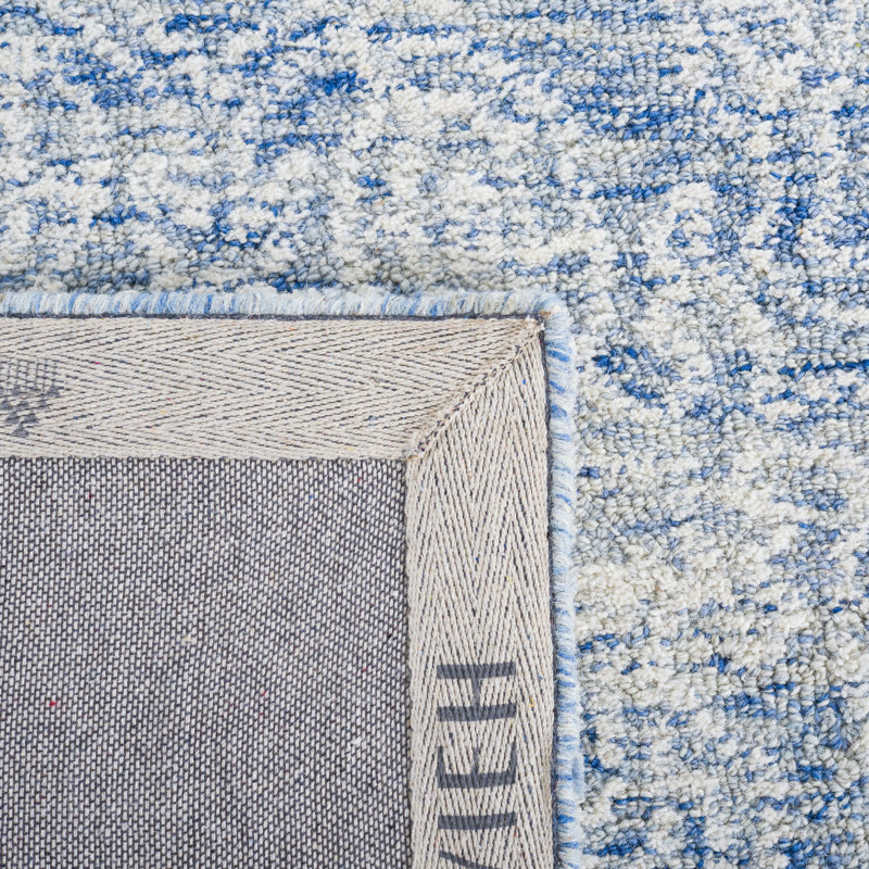 Blue and Ivory Hand-Tufted Wool 8' x 10' Area Rug
