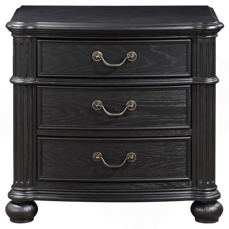 Taylor Black 3-Drawer Nightstand