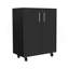 Armoire de rangement Lions, porte double et roulettes, finition wengé noir