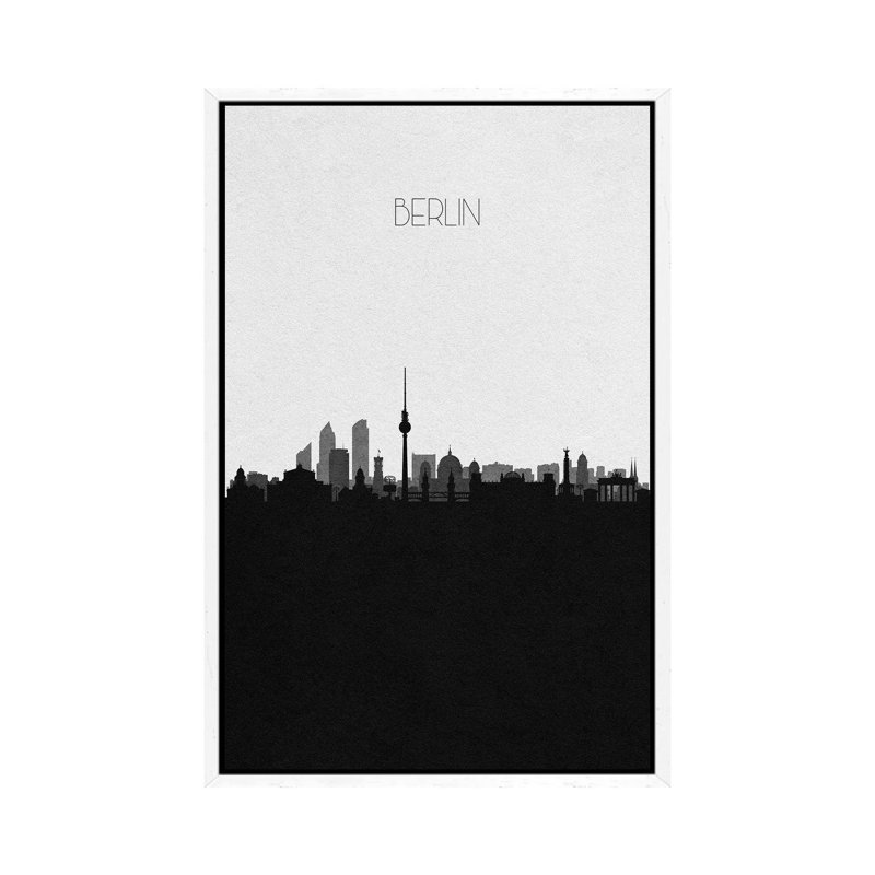 Berlin, Germany City Skyline by Ayse Deniz Akerman - Print on Canvas, 101.6 cm H x 66.04 cm W, White Floater Frame