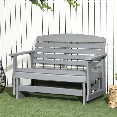 2 bancs de balançoire d'extérieur, chaise berçante double de patio, gris, avec cadre à lattes pour banc de jardin