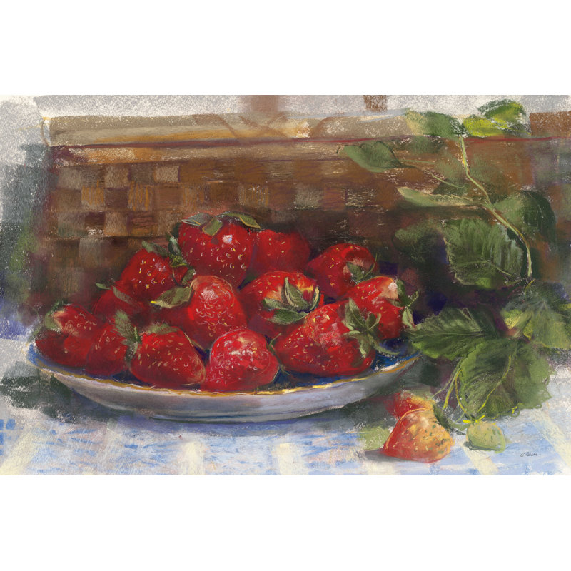 Assiette de fraises, H 8 po x l 12 po