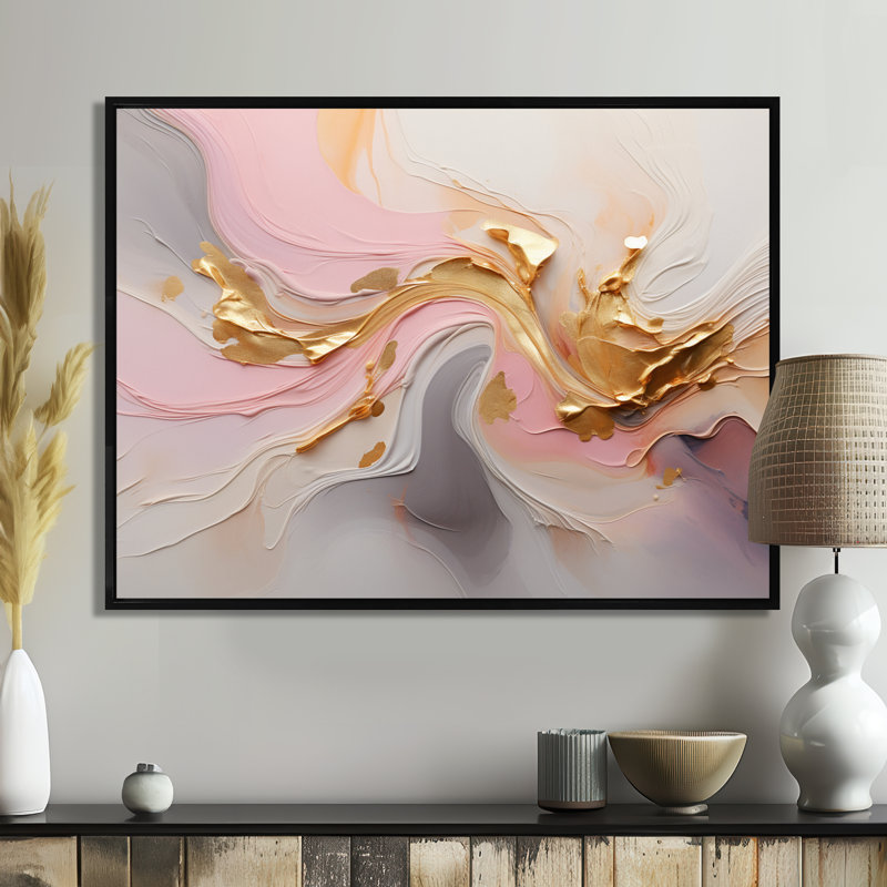 Tourbillon tourbillonnant de glam or - reproduction d'art abstrait mural, H 12 po x l 20 po x P 1 po