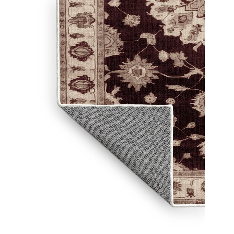 Tapis beige surteint lavable à la machine, Rond 5 pi
